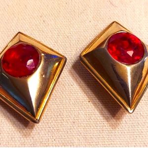 Red clip earrings
